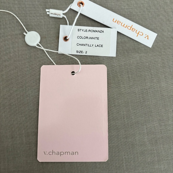 V Chapman The Romanza Dress in White Chantilly Lace - Picture 2 of 4